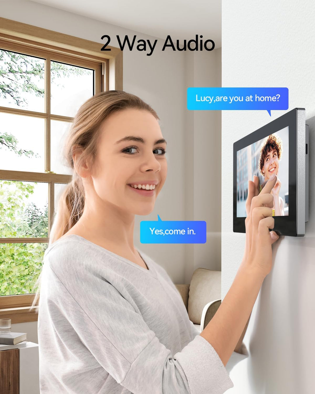 TMEZON WLAN Video Türsprechanlage mit Türöffner,1080P Türklingel mit 2 * 7" Farb-Touchscreen,Nachtsi