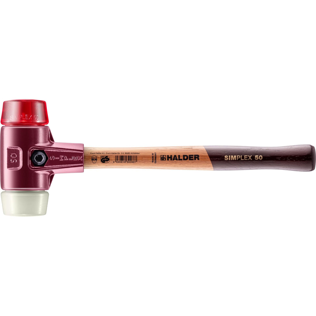 SIMPLEX-Schonhammer, Plastik/Nylon; mit Tempergussgehäuse und hochwertigem Holzstiel | D=50 mm | 306