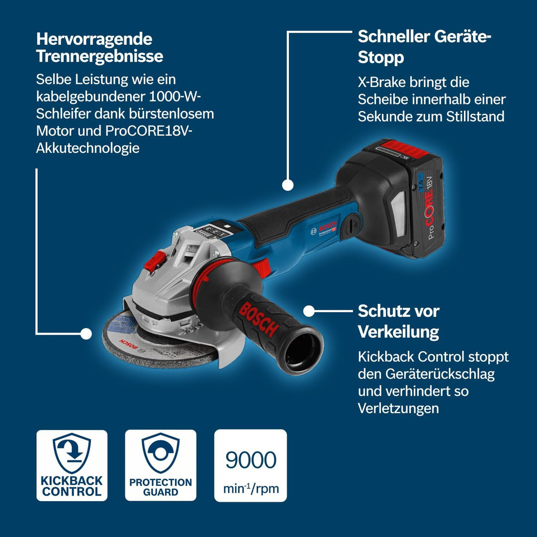 Bosch Professional 18V System Akku Winkelschleifer GWS 18V-10 (Scheiben-Ø: 125mm, inkl. Schnellspann