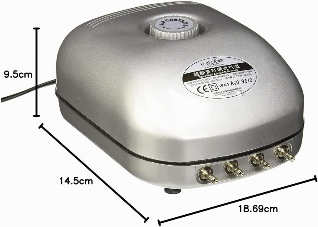 Hailea SC149 Aco 9610 Luftpumpe, 10 Watt, 10 l/min, Grau, 10 Watt