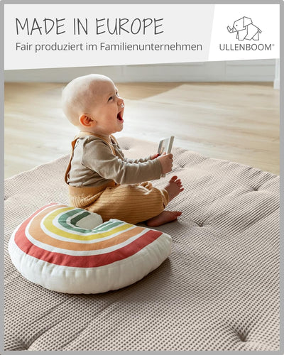 ULLENBOOM Baby Krabbeldecke 100x100 cm gepolstert in Sand (Made in EU) - Krabbeldecke für Baby mit 1