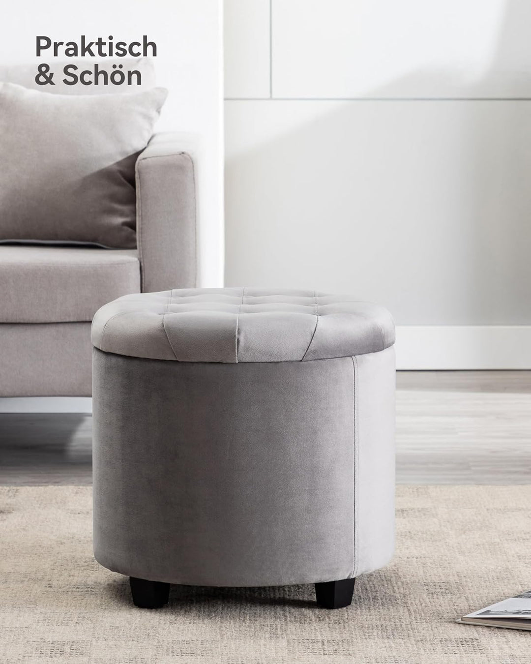 HNNHOME Sitzhocker mit Stauraum, Sitzwürfel mit Deckel, Sitztruhe, Fussbank Truhen Aufbewahrungsbox,