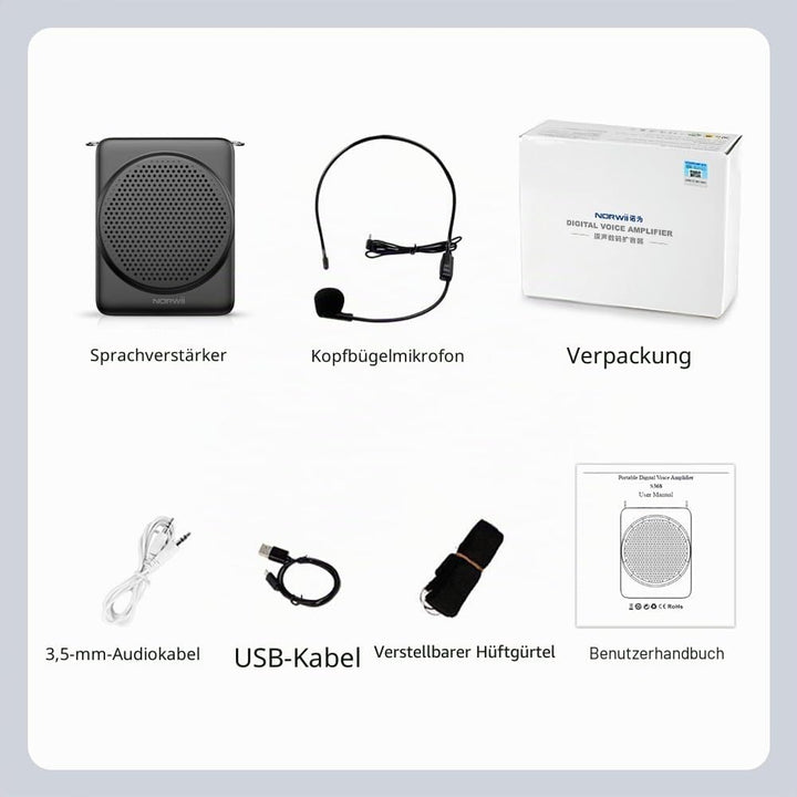 NORWII Mini-Sprachverstärker Mikrofon Headset, 3 Stunden Schnellladung und bis zu 30 Stunden Wiederg