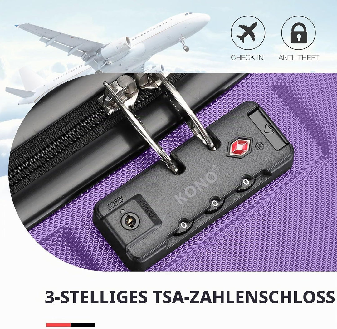 Kono Koffer Trolley Hartschale Handgepäck Zwillingsrollen Leichtgewicht ABS Kabinentrolley Reisekoff