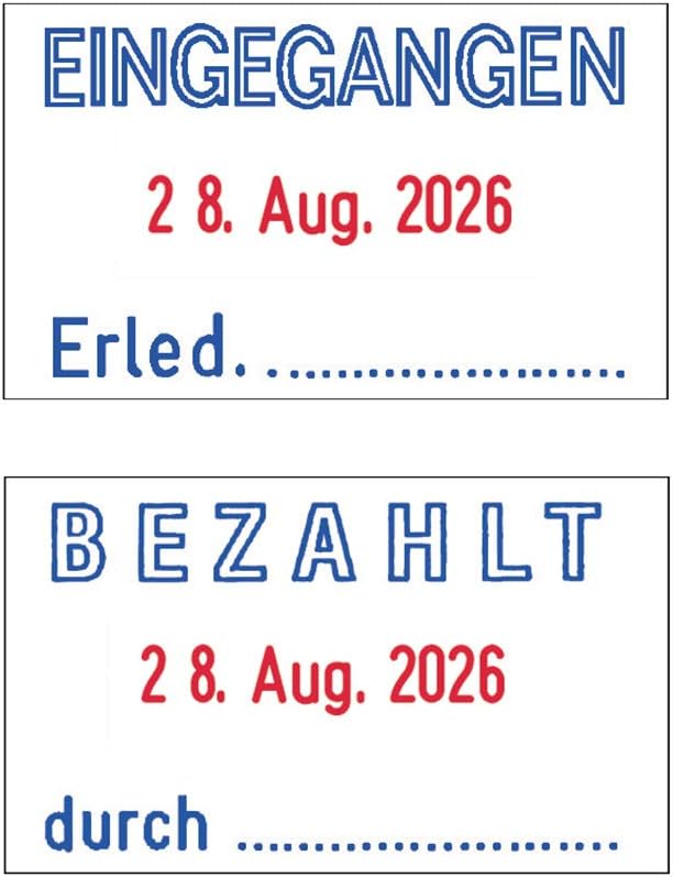 Trodat Professional Datumsstempel 5440/L, Selbstfärbend, EINGEGANGEN - BEZAHLT, blau-rot, 49 x 28 mm