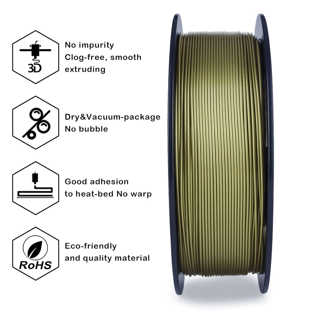 ZIRO 3D Drucker Filament PLA PRO Metall Series 1.75mm 1KG(2.2lbs), Dimensional Accuracy +/- 0.03mm,