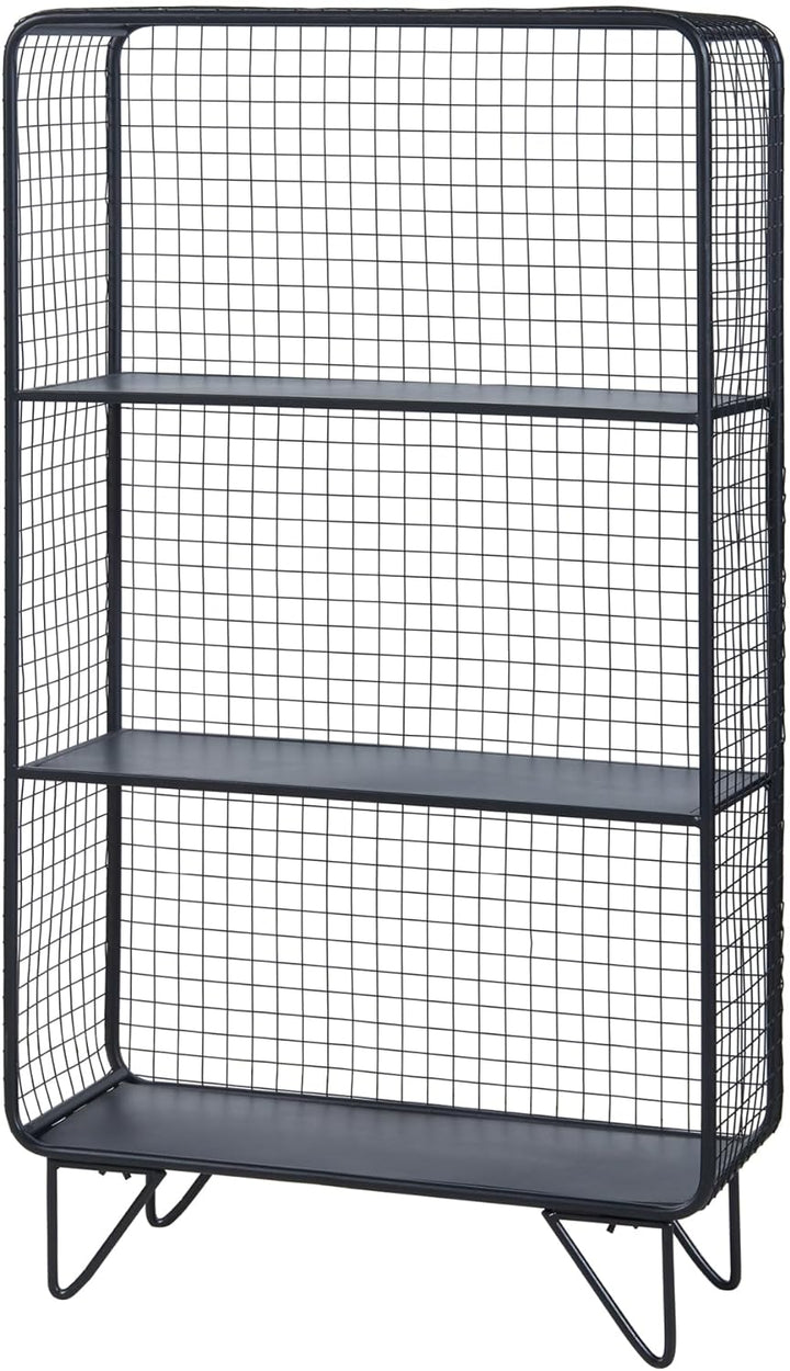 [en.casa] Standregal Volda Metallregal mit 3 Ebenen Gitterregal mit Hairpinlegs Schwarz Pflanzenrega