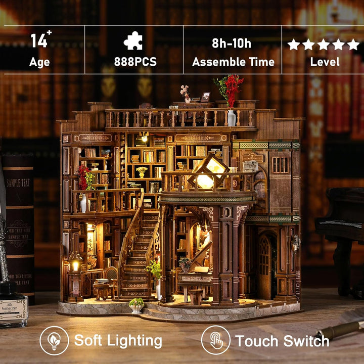 Book Nook Kit, DIY Miniatur Haus Puppenhaus Bausatz Bücherregal Deko für Jugendliche und Erwachsene（