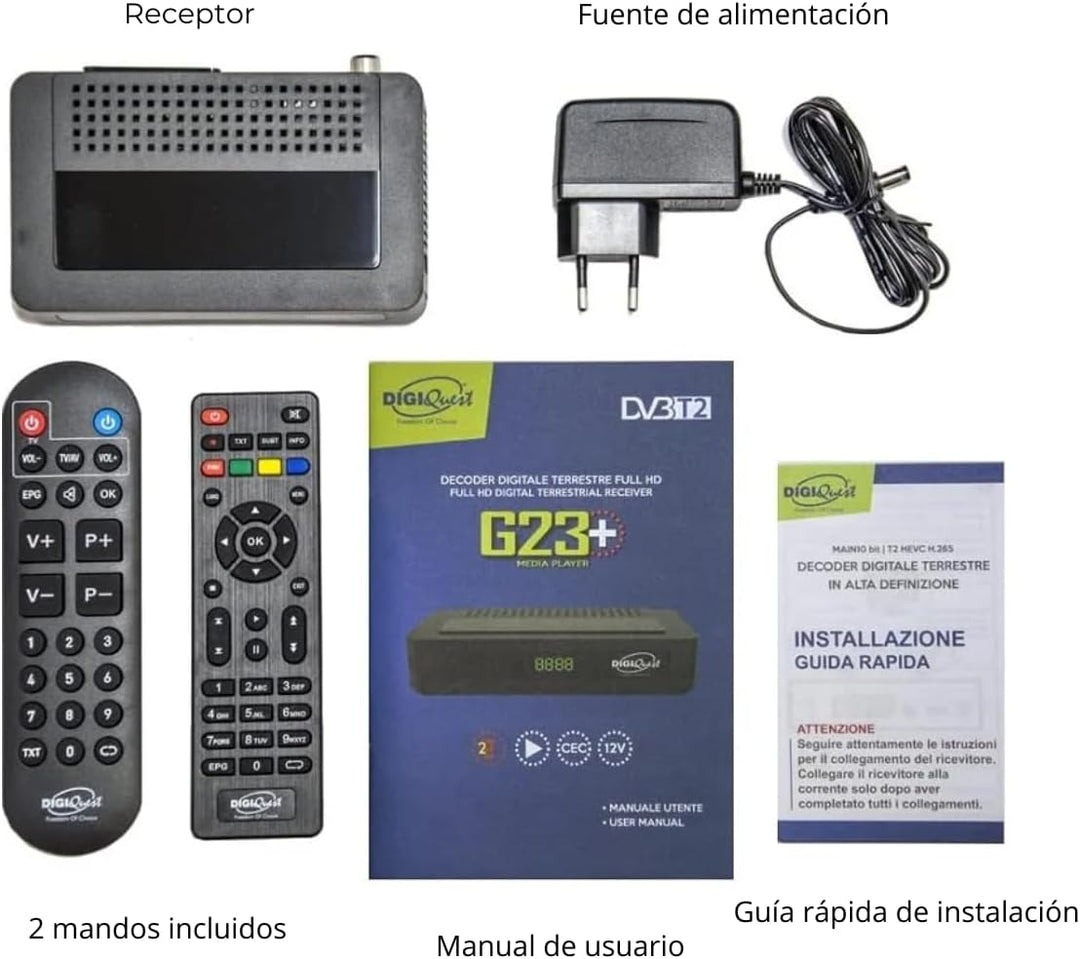 Digiquest G23 HEVC H.265 10bit Full HD FTA Receiver DVB-T2 DVB-T2 USB HDMI SCART Ethernet LAN RJ-45