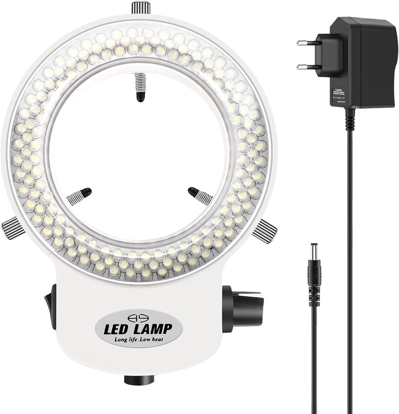 Gokelomg 144LEDs Ringlicht Ringleuchte Fuer Mikroskop Microscope Lampe Licht 6000K 0-100% Einstellba