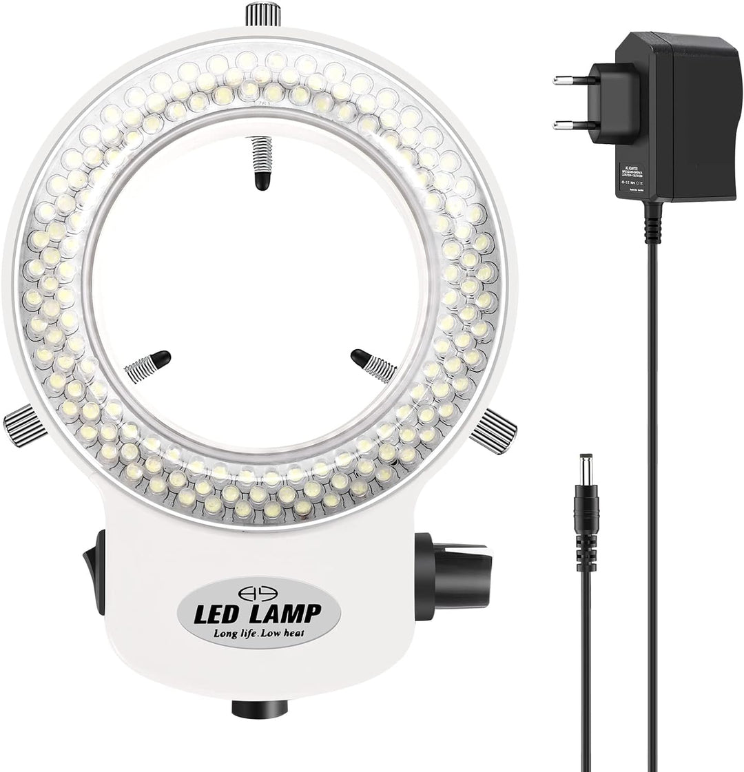 Tiamu 144 LED Stereomikroskop Kamera Ringleuchte, Super Helligkeit LED Perlen Ringleuchte 0-100% Ein