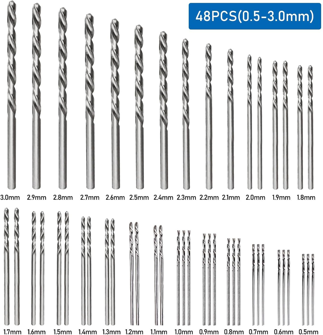 62 Pcs Handbohrer Set Mit 48 Stück Spiralbohrer Bits, Handbohrmaschine, 10 Mini Bohrer Set, Mini Boh