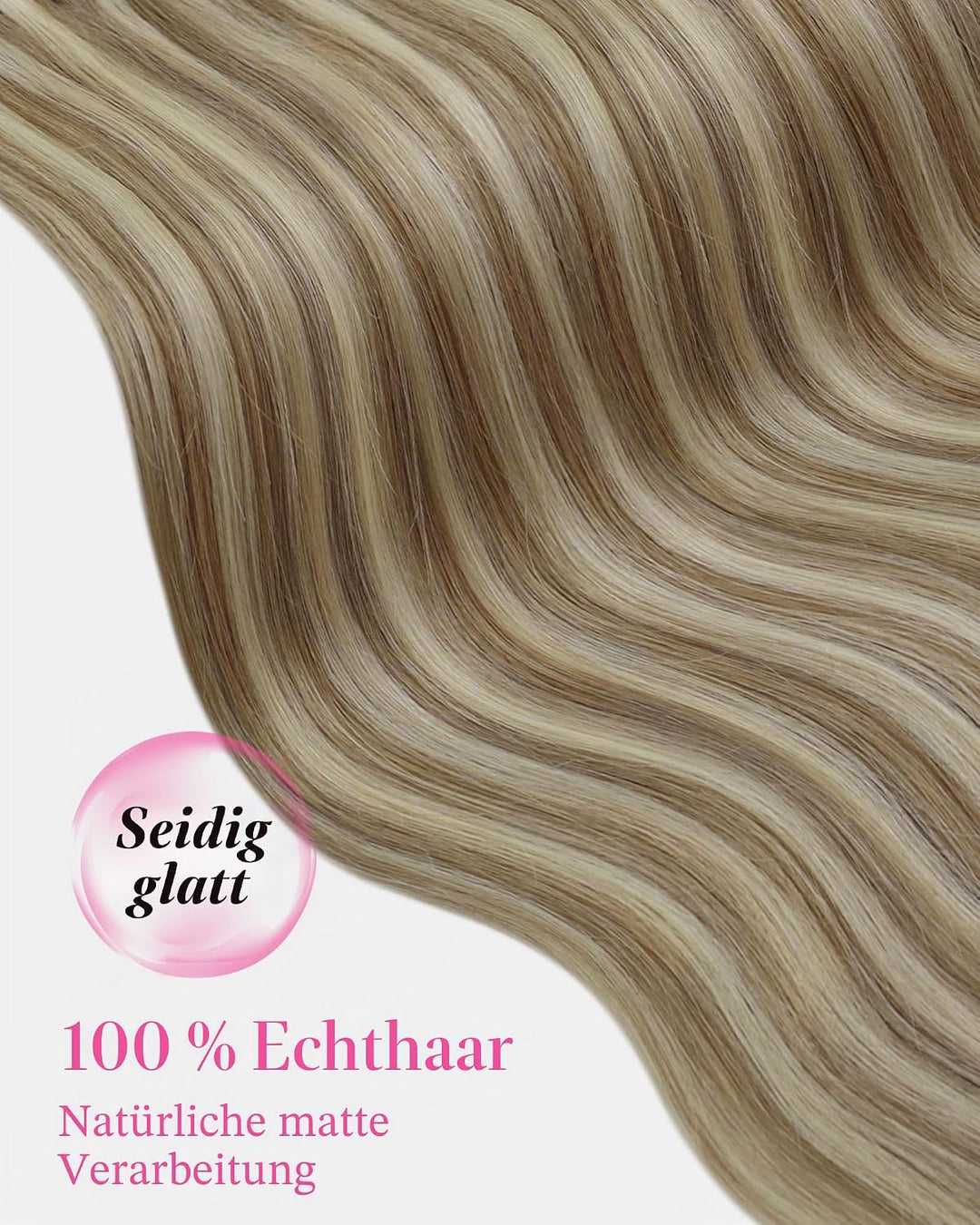 YoungSee Echthaar Extensions Tape Hellbraun 60 cm Tape in Extensions Echthaar Braun Blond Tape in Ex