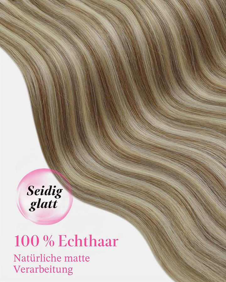 YoungSee Echthaar Extensions Tape Hellbraun 60 cm Tape in Extensions Echthaar Braun Blond Tape in Ex