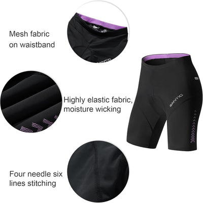 Santic Fahrradhose Damen Gepolstert Kurz Radlerhose Damen Radhose Damen mit Sitzpolster Radsportshor