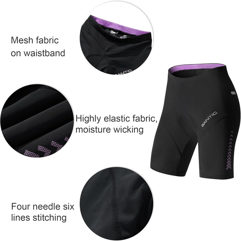 Santic Fahrradhose Damen Gepolstert Kurz Radlerhose Damen Radhose Damen mit Sitzpolster Radsportshor