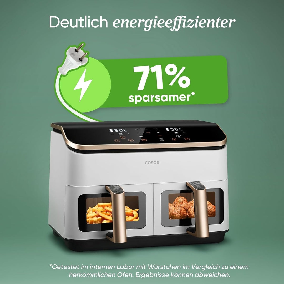 COSORI Heissluftfritteuse 2 Kammern, Testsieger der Stiftung Warentest, 8,5 L 6-in-1 Airfryer mit Si