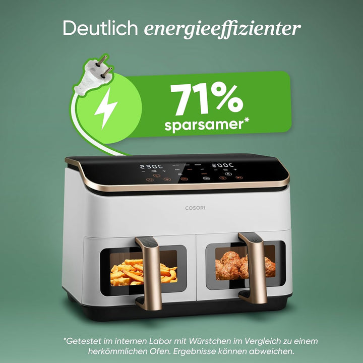 COSORI Heissluftfritteuse 2 Kammern, Testsieger der Stiftung Warentest, 8,5 L 6-in-1 Airfryer mit Si