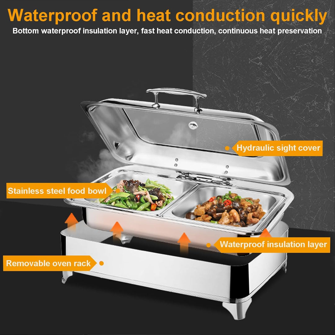 Chafing Dish Elektrisch, 9L Edelstahl Speisenwärmer Buffetwärmer (GN1/3) | Kommerziell Elektrisch Wa