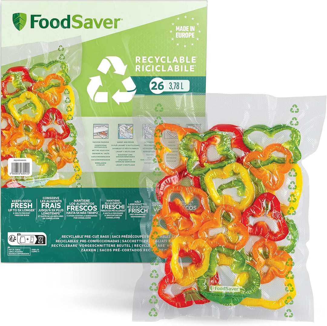 FoodSaver V2860 Vakuummaschine für trockene/nasse Lebensmittel, 100 W, Silber/Schwarz + Plastic, Rec