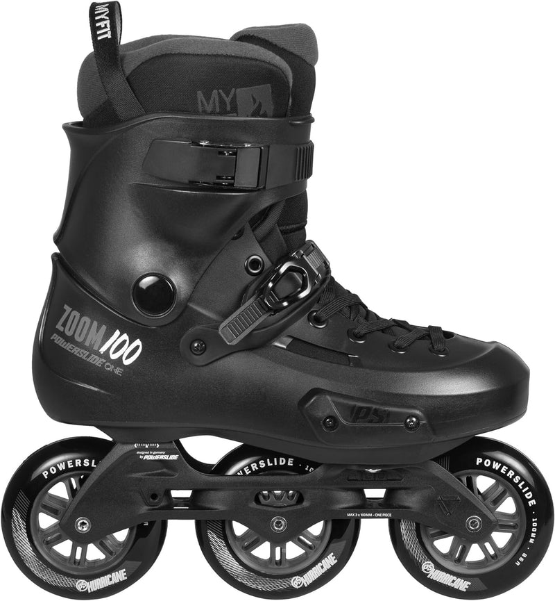 Powerslide Inline Skate Zoom Pro Black 100, für Urban und Fitness, für Damen und Herren 39-40, 39-40