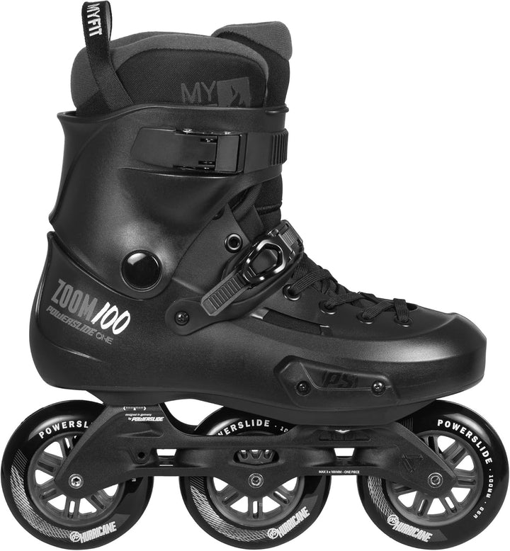 Powerslide Inline Skate Zoom Pro Black 100, für Urban und Fitness, für Damen und Herren 41-42, 41-42