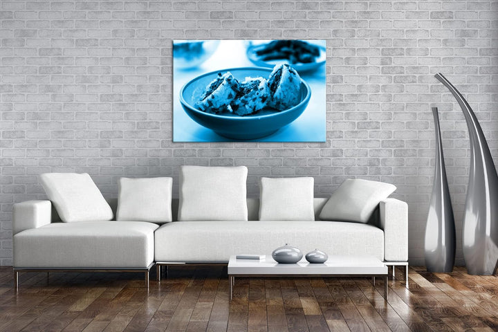 deyoli köstliches Japanisches Sushi Format 100x70 Effekt: Monocrome Blau als Leinwandbild, Motiv fer