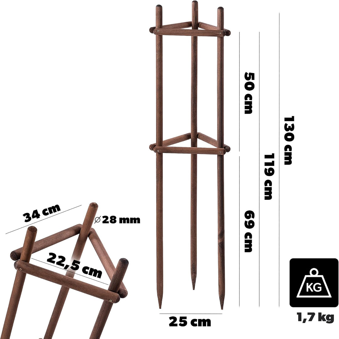 KADAX Baumstütze 130 cm aus robustem Holz, Baumpfahl zur sicheren Fixierung junger Bäume & Sträucher