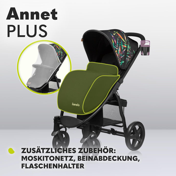LIONELO Annet Plus Buggy bis 22 kg mit Liegefunktion, Kinderwagen klein zusammenklappbar mit Zubehör