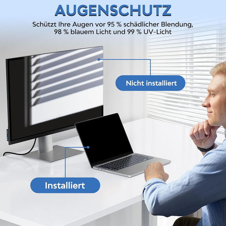 Blickschutzfolie für 13,3 Zoll Laptop 16:9 Sichtschutzfolie,Abnehmbar sichtschutz, Anti Blaulicht Bl