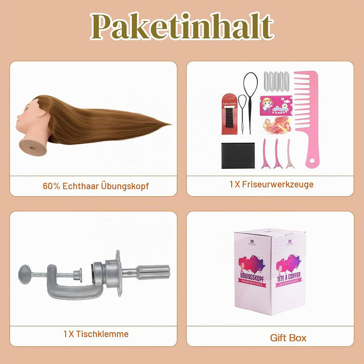 Neverland Beauty Frisierkopf 60% Echthaar 71cm Übungskopf Puppenkopf zum Frisieren Trainingsköpfe fü