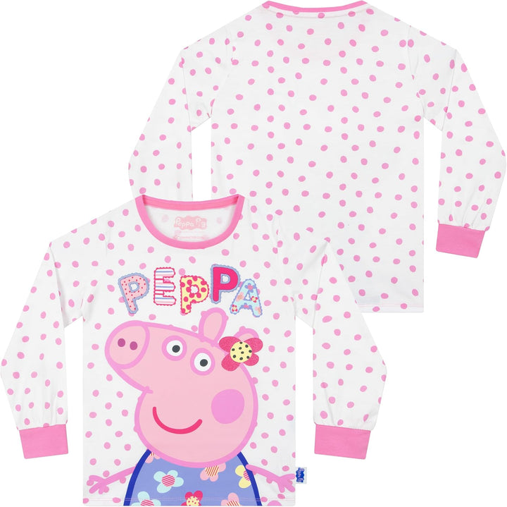 Peppa Wutz Schlafanzug Mädchen | Peppa Pig Schlafanzüge für Mädchen | Blumenmuster Pyjama 110 Mehrfa
