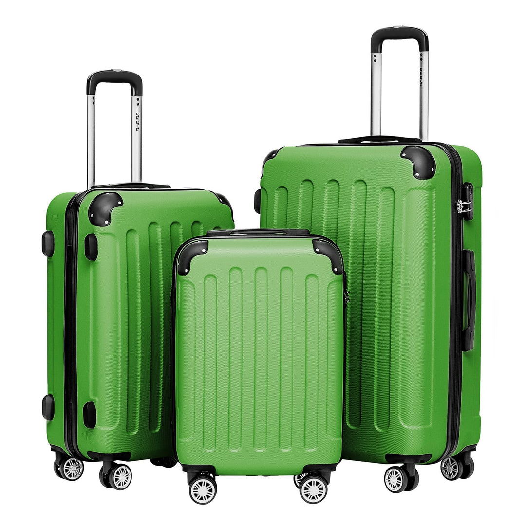 BEIBYE Hartschalen-Koffer Trolley Rollkoffer Reisekoffer Handgepäck 4 Rollen (M-L-XL-Set) (Olive, Se
