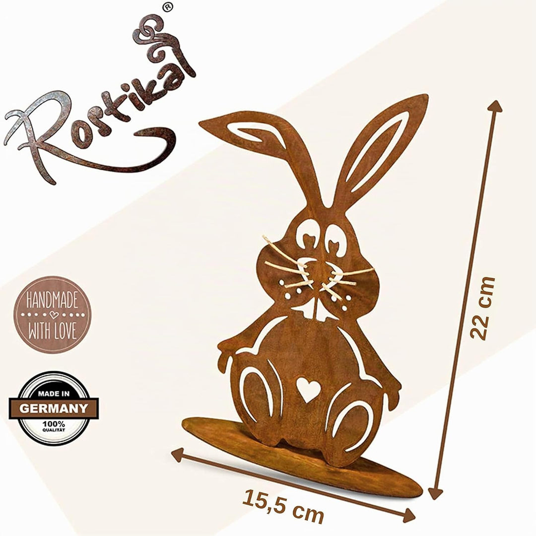 Rostikal Osterhase Gartendeko Rost 22 x 15,5 cm – Frühling Dekoration für Garten &amp; Wohnzimmer, Vinta