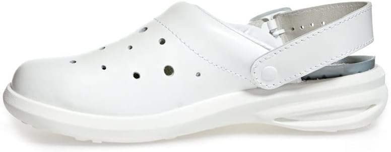 Abeba Clog 7630 - easy Glattleder weiss, perforiert, zertifiziert 35 EU, 35 EU