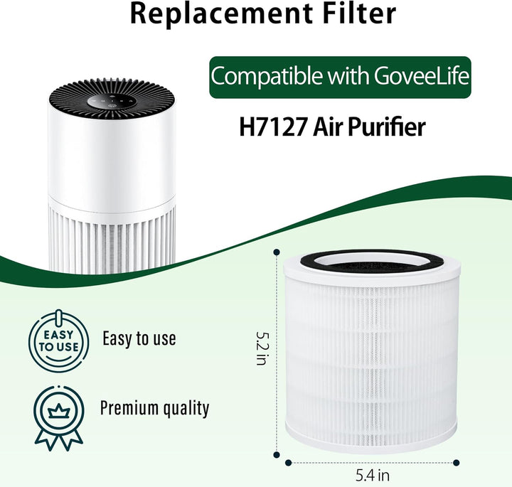 H7127 Ersatzfilter für GoveeLife H7127 Mini Luftreiniger – 3-in-1 H13 HEPA Filter mit Vorfilter & Ak