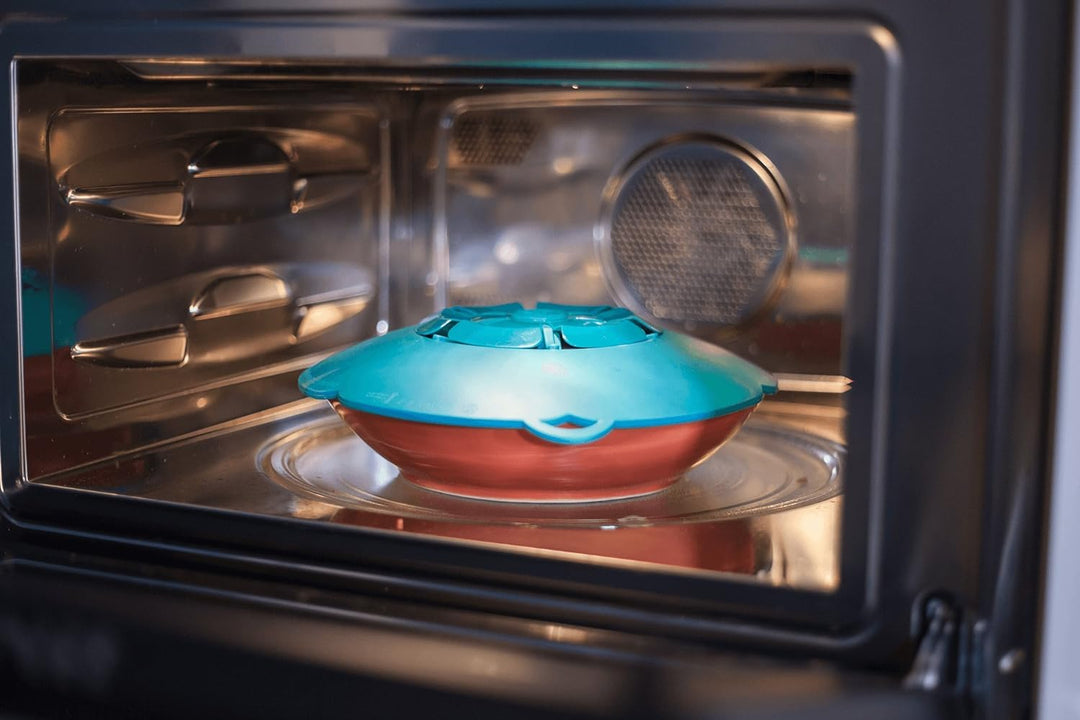 Kochblume das Original, Silikon Überkochschutz für Töpfe und Pfannen, Mikrowellen-Deckel, Spritzschu