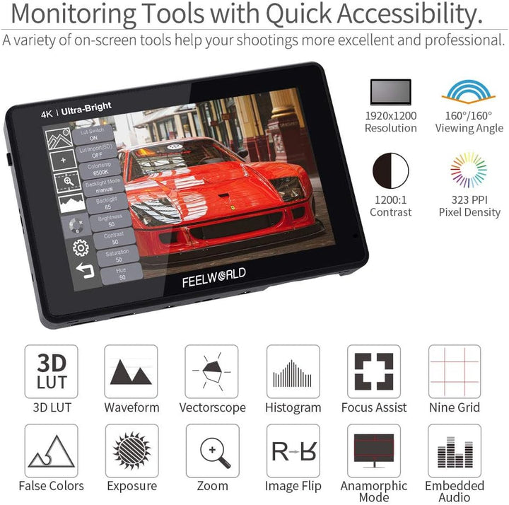Feelworld LUT7 7 Zoll 2200nit Ultra Bright 3D Lut Touch Screen DSLR Kamera Field Monitor 1920x1200 I