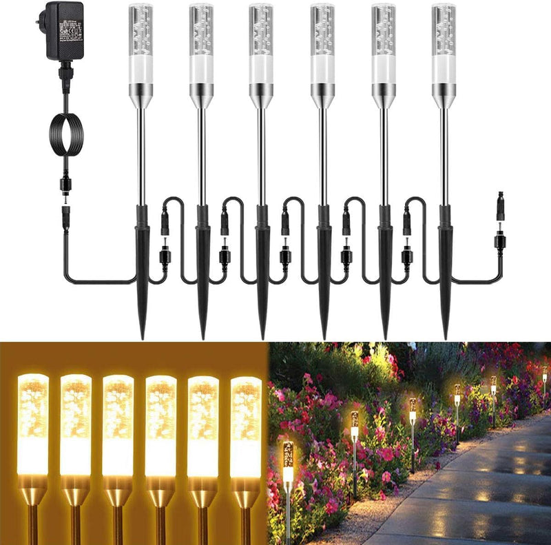 B-right Gartenbeleuchtung 6er Set Gartenleuchte mit Erdspiess, Aussenleuchte mit Stecker, Landschaft