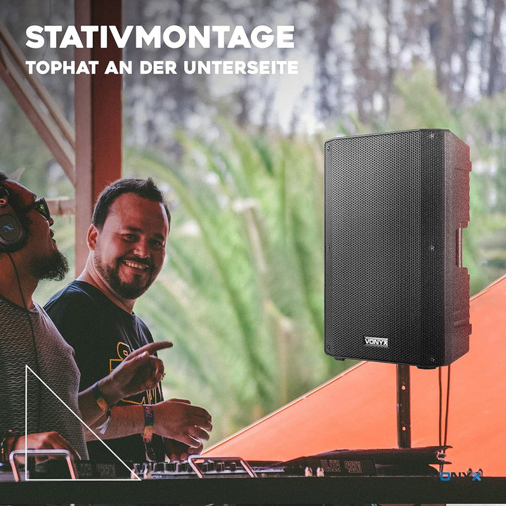 Vonyx VSA500-BP Partybox Bluetooth Lautsprecher Gross, 800 Watt, Akku 8 Std. Headset mit Ansteckmikr