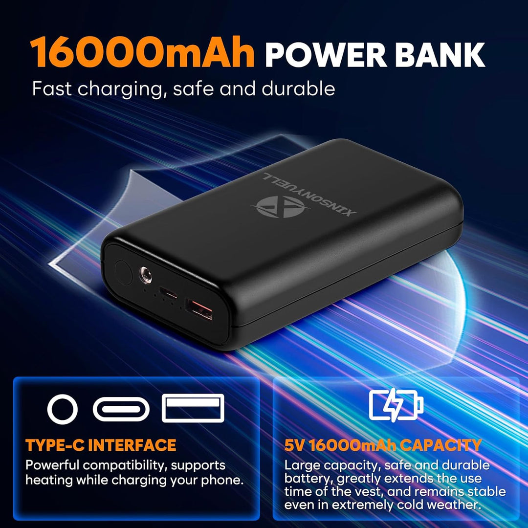 Heizweste Damen mit 16000mAh Powerbank, Beheizbare Weste Damen mit 15 Heizzone, Elektrische Leichte