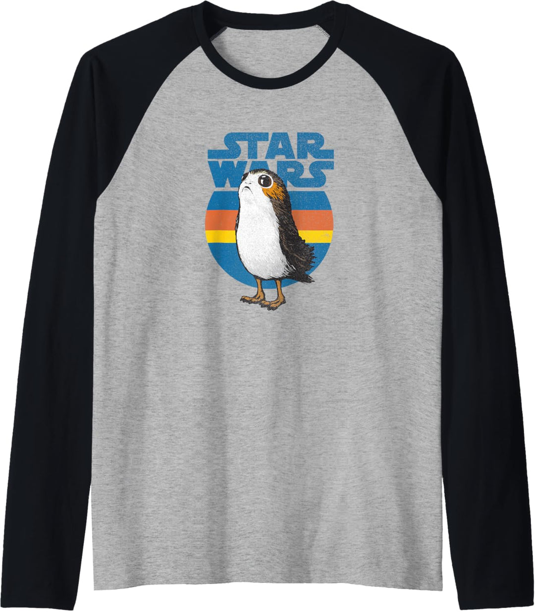Star Wars Last Jedi Porg Retro Stripes Logo Raglan