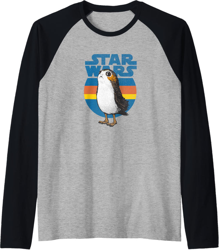 Star Wars Last Jedi Porg Retro Stripes Logo Raglan