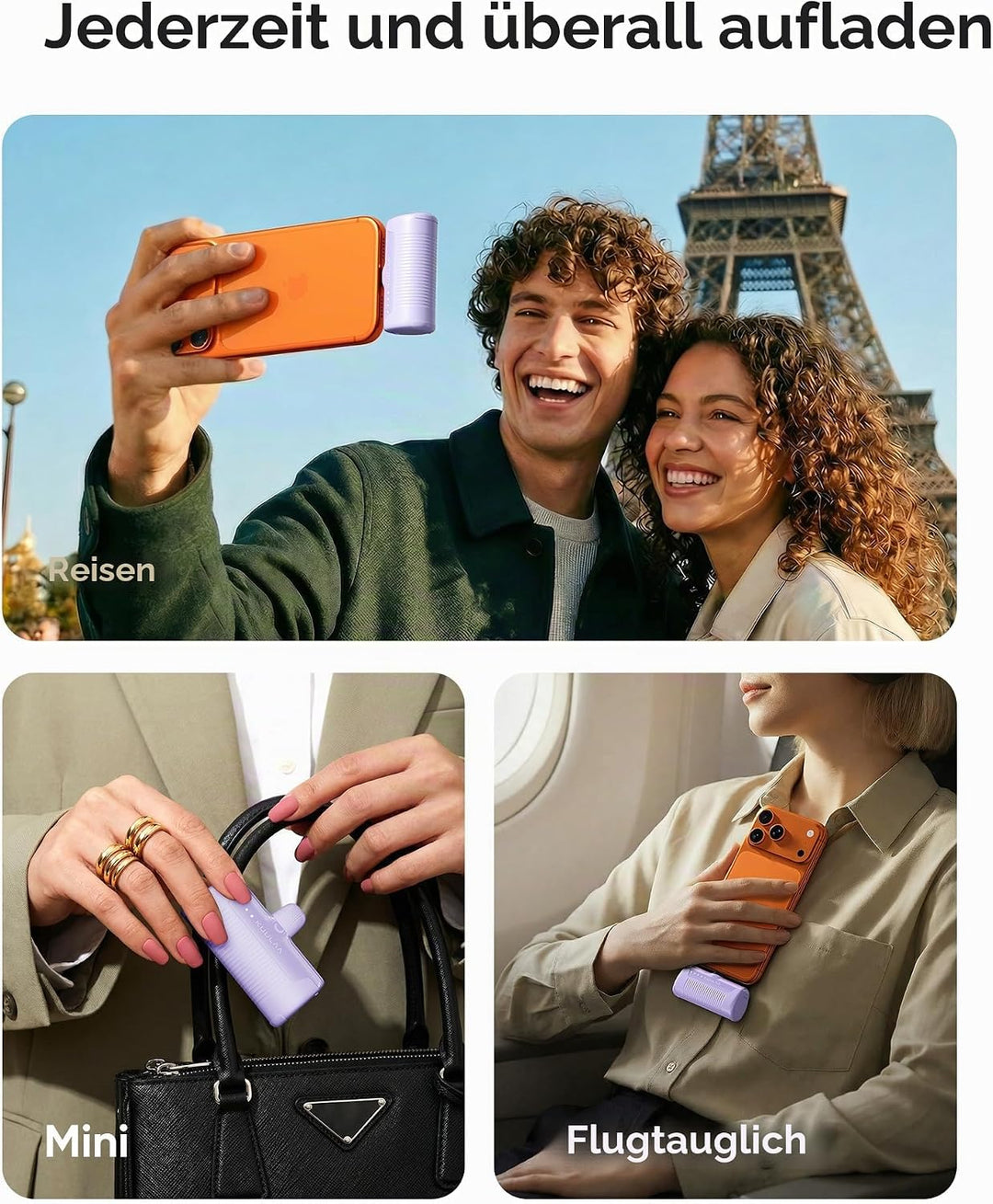 Kuulaa 2 Stück Power Bank USB C 4500mAh, Mini Externer Akku, Schnelles Aufladen Type C Powerbank ohn