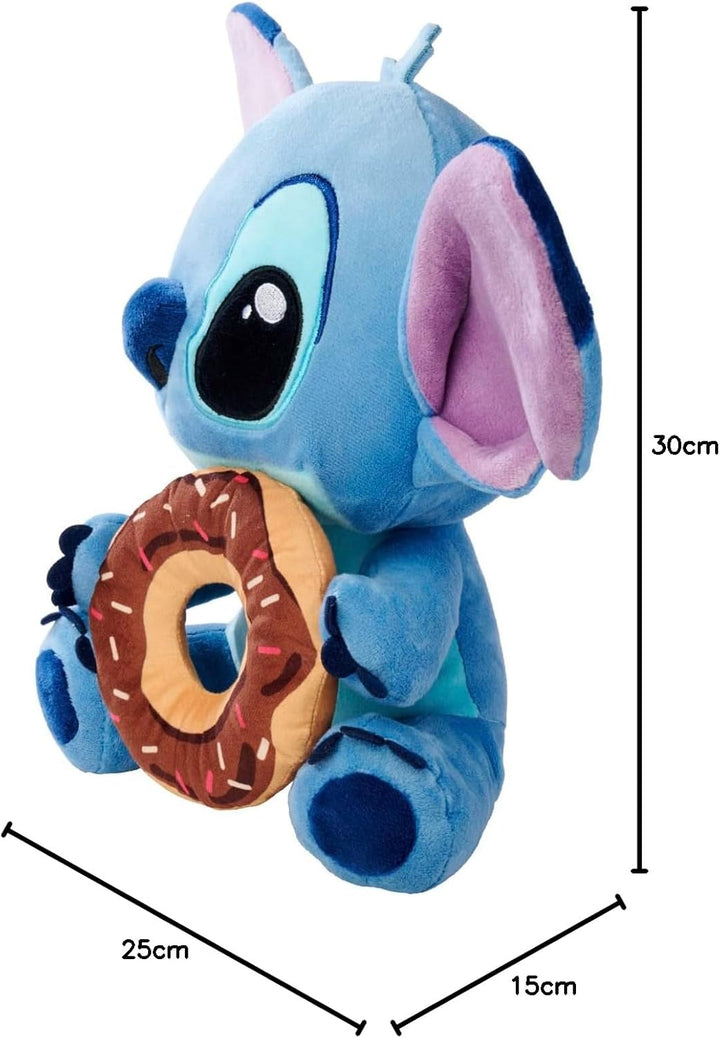 Simba Disney Stitch Kuscheltier mit Doughnut – Plüschfigur zum Knuddeln, mit Schoko‑Donut und Streus