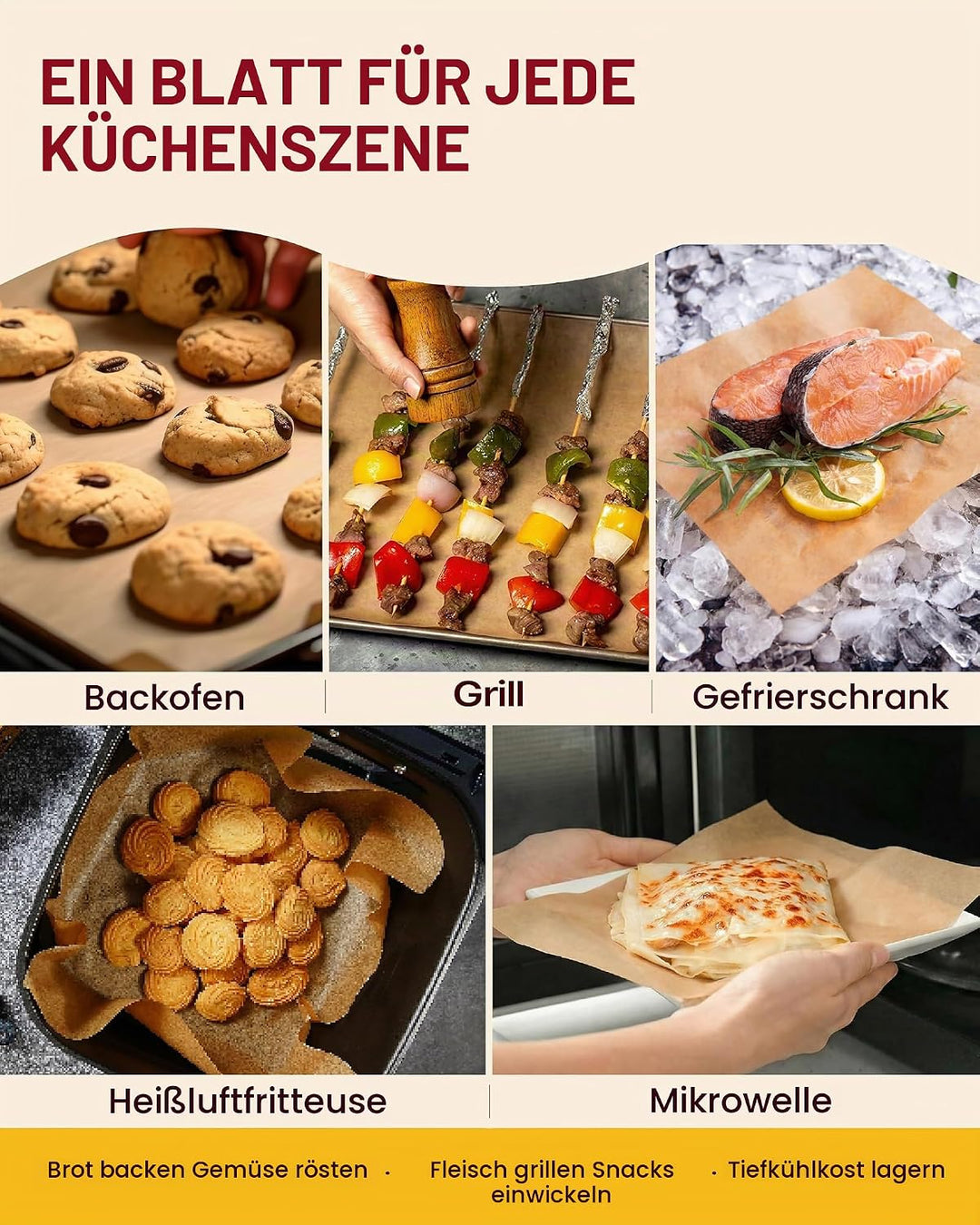 Katbite Ungebleichte Pergamentpapierrolle, 38,1 cm x 73,8 m, 300 m², antihaftbeschichtet, mit Wellen