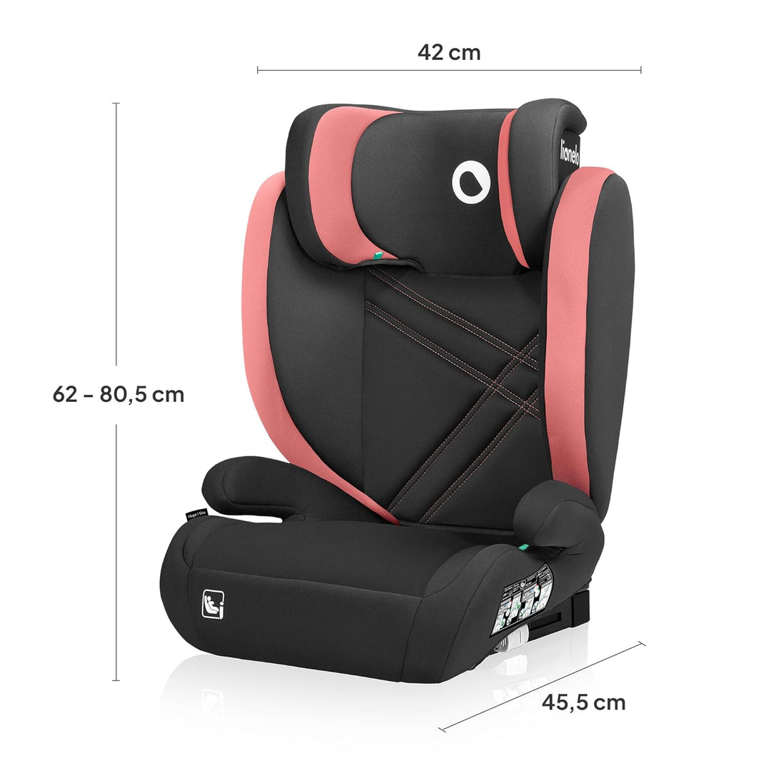 LIONELO HUGO I-SIZE Kinderautositz, Gruppe 2 3, von 100–150 cm, ISOFIX-Installation, verstellbare Ko