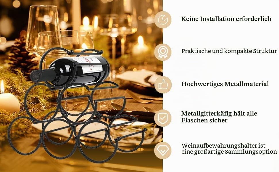 JHY Design Eisen Tisch Weinregal, Wein Flaschenregal Weinregale Freistehender Weinhalter Weinflasche