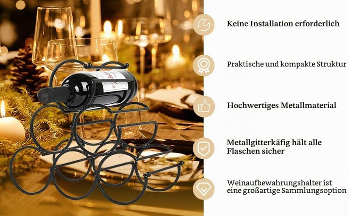 JHY Design Eisen Tisch Weinregal, Wein Flaschenregal Weinregale Freistehender Weinhalter Weinflasche