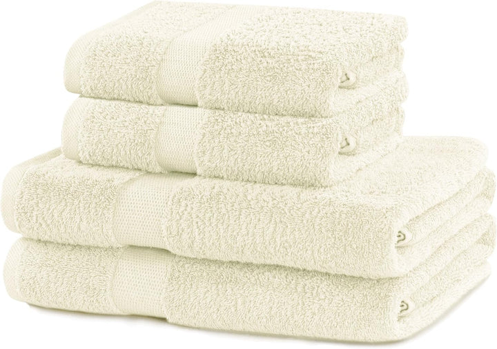 DecoKing 4er Set Baumwolle Qualität 525g/m² 2 Handtücher 50x100 cm und 2 Badetücher 70x140 cm Ecru E